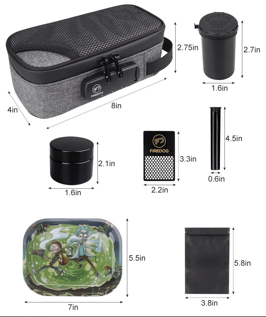 Smell Proof Bag With Combination Lock + Accessories