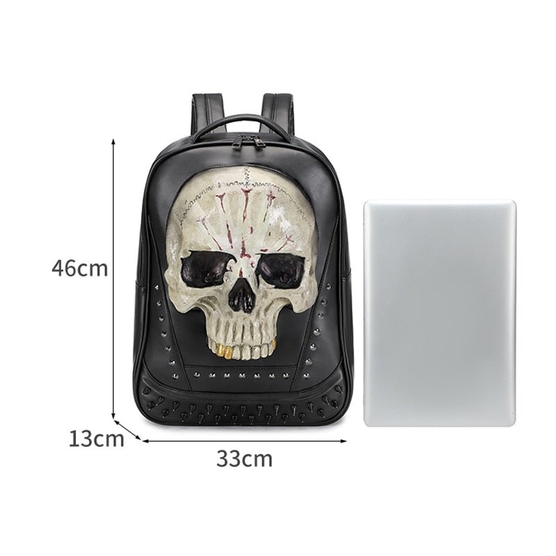 Leather Hippie Skull Bag With Rivets