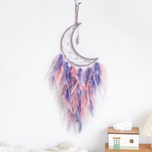 Moon And Star Dream Catchers With Feathers | Various Colours