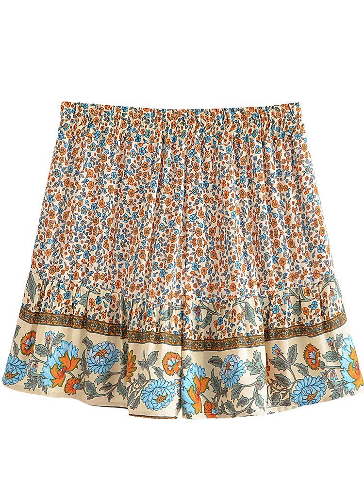 Cute Boho Hippie Summer Shorts | Flower Design | S-L