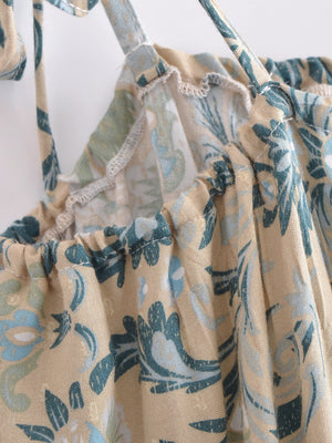 Women's Full Length Red Floral Printed Boho Jumpsuit | Strapless + V-neck | S-L