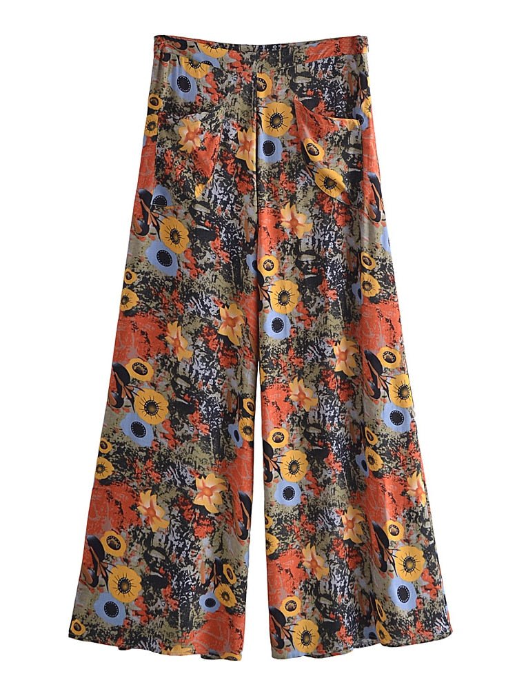 Groovy Hippie Loose Long Pants | Flower Design | S-L