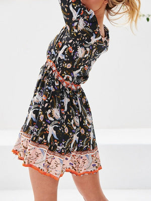 Women's Crane Bohemian Beach Dress | V-Neck | S-XL