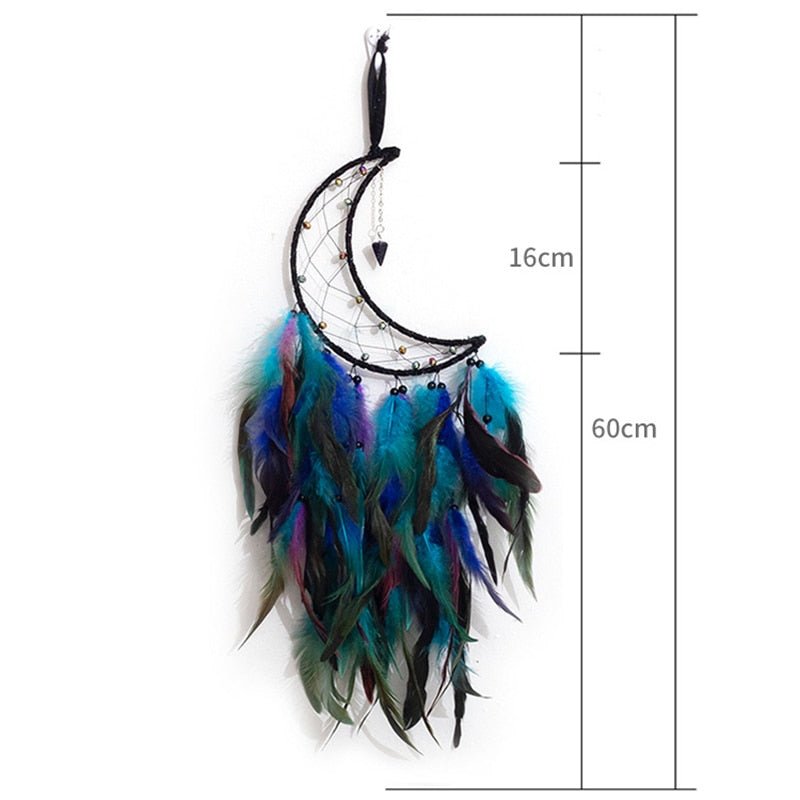 Moon And Star Dream Catchers With Feathers | Various Colours
