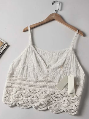 Hollowed Out Sleeveless Bohemian Beach Crop Top Vest | Knitted | Free Size