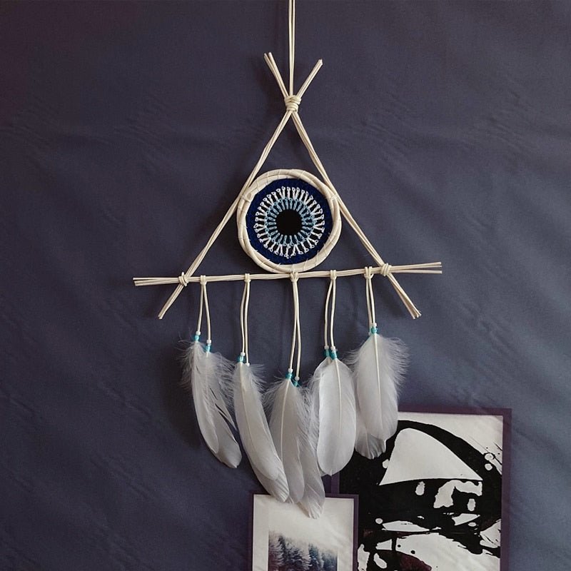 Mini White Evil Eye Bohemian Styled Dream Catcher