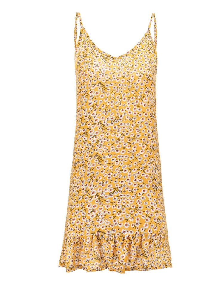 Women's Hippie Floral Sunflower Spaghetti Strapped Beach Dress | S-XXL | 3 Colours