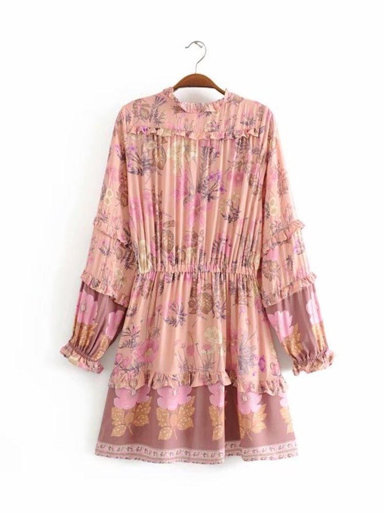 Elegant Hippie Styled Bohemian Summer Dress | S-L | Yellow & Pink