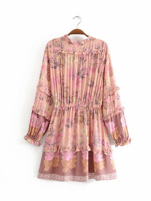 Elegant Hippie Styled Bohemian Summer Dress | S-L | Yellow & Pink