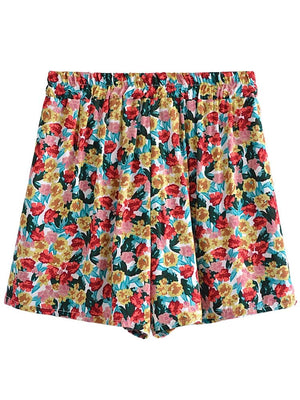 Women's Multi Coloured Floral Bohemian Hippie Shorts | S-L