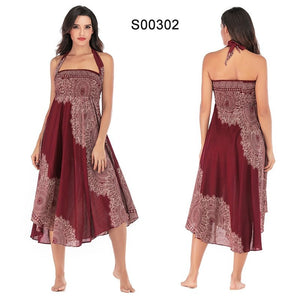 Women's Vintage Red Versatile Bohemian Skirt Dress | Dual Purpose | Free Size