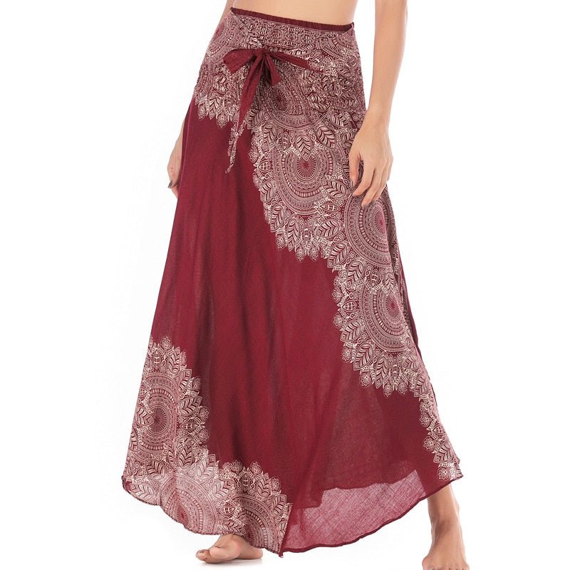 Women's Vintage Red Versatile Bohemian Skirt Dress | Dual Purpose | Free Size