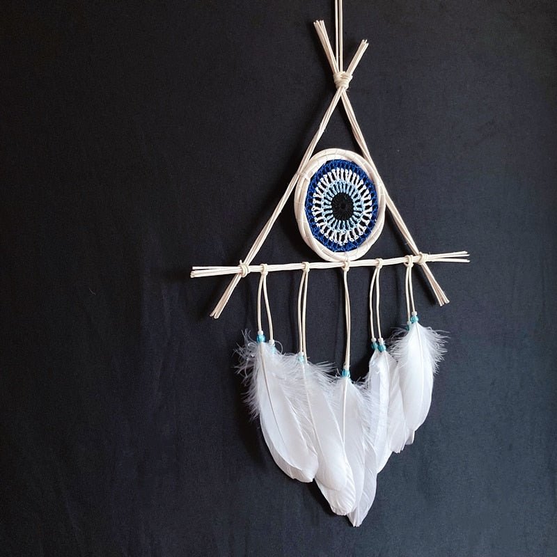 Mini White Evil Eye Bohemian Styled Dream Catcher