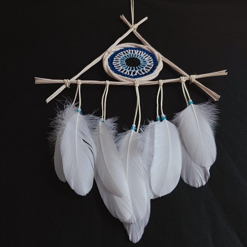 Mini White Evil Eye Bohemian Styled Dream Catcher