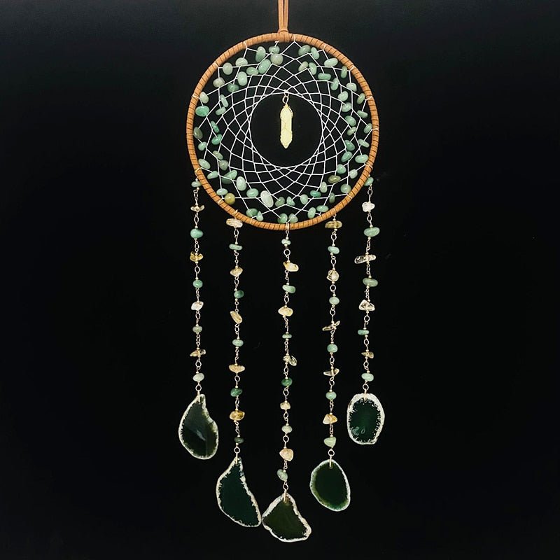 Handmade Dream Catcher With Green Agnate