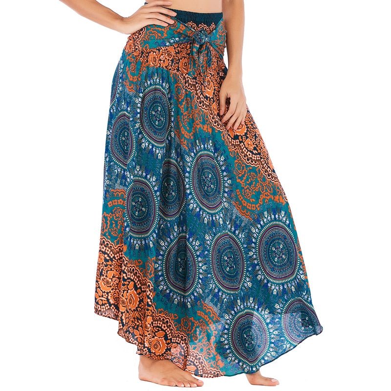 Women's Versatile Bohemian Skirt Dress | Dual Purpose | Free Size | Circles Design