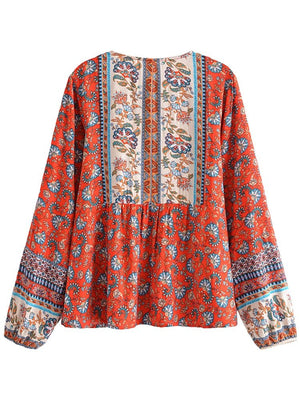 Women's Cotton / Rayon Long Sleeve Boho Top | S-L | 2 Colours