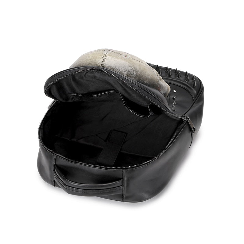 Leather Hippie Skull Bag With Rivets