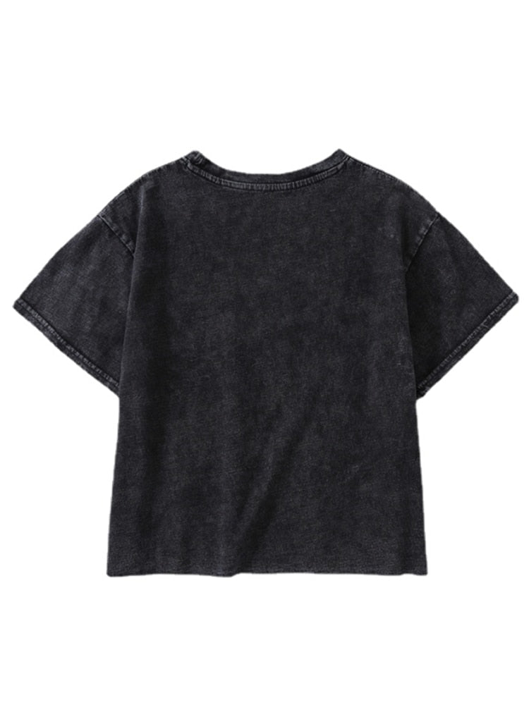 San F Acid Washed O-Neck T-shirt | S-XL