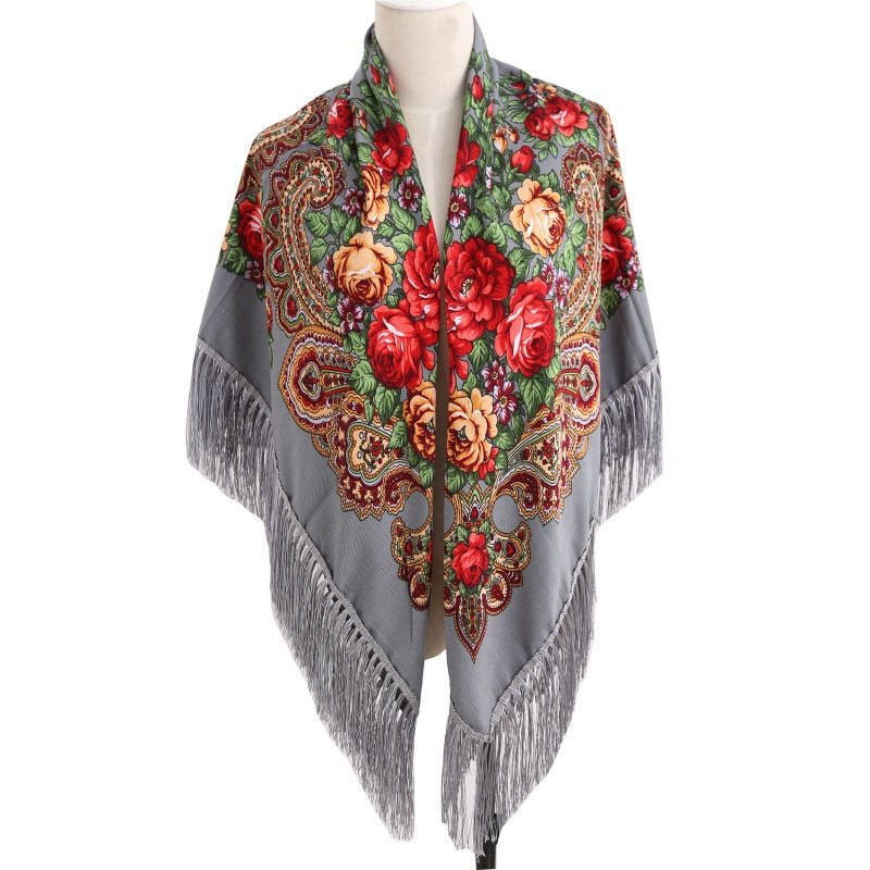Women's Winter Hippie Flower Printered Poncho Cape | Various Colours | Free Size