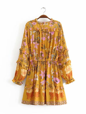 Elegant Hippie Styled Bohemian Summer Dress | S-L | Yellow & Pink