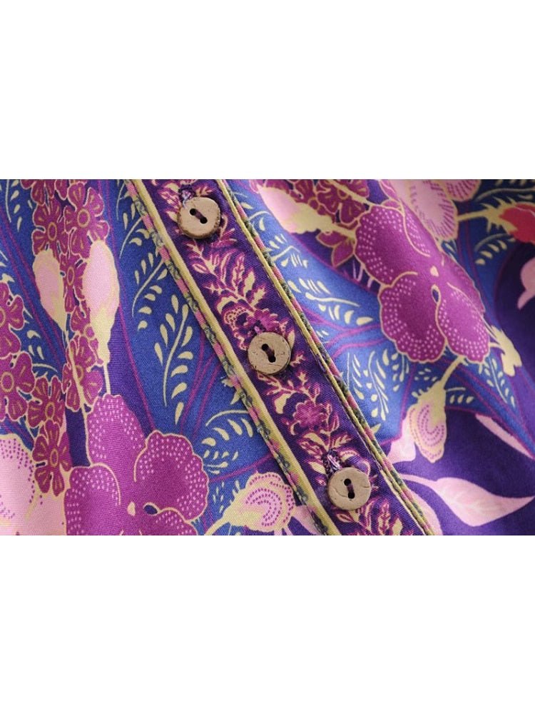 Colourful Purple Women's O-neck Blouse Top | Flare Sleeves | S-L