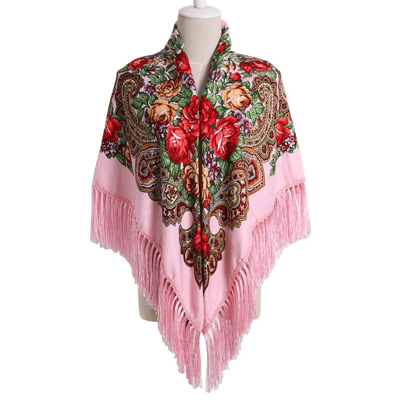 Women's Winter Hippie Flower Printered Poncho Cape | Various Colours | Free Size