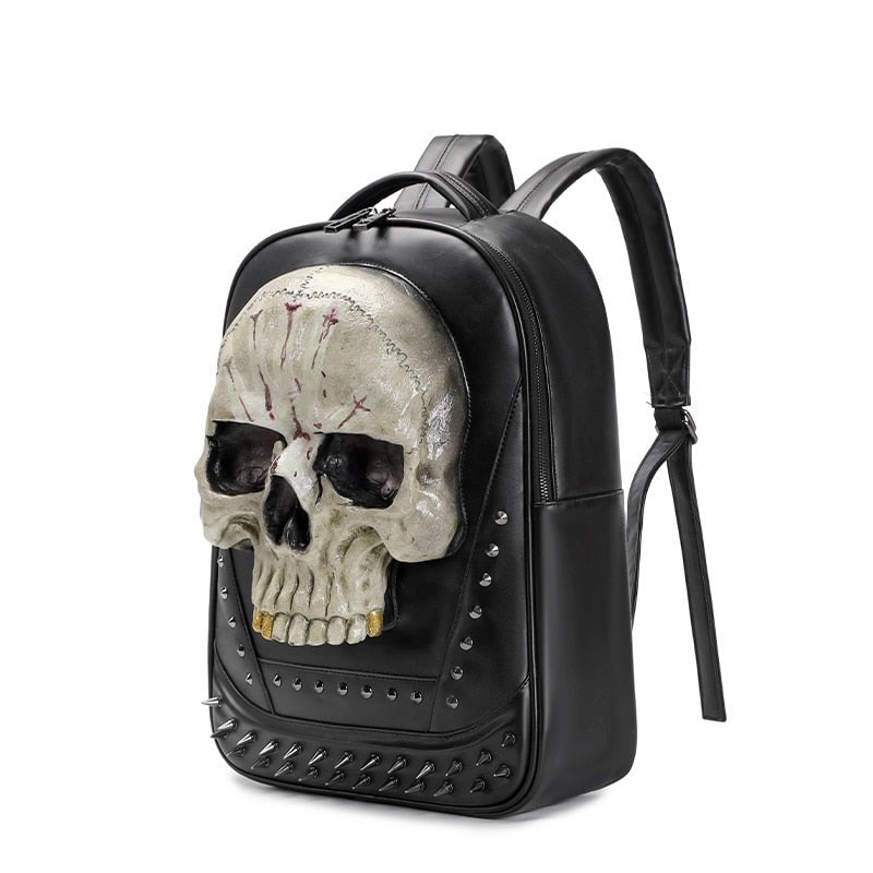 Leather Hippie Skull Bag With Rivets