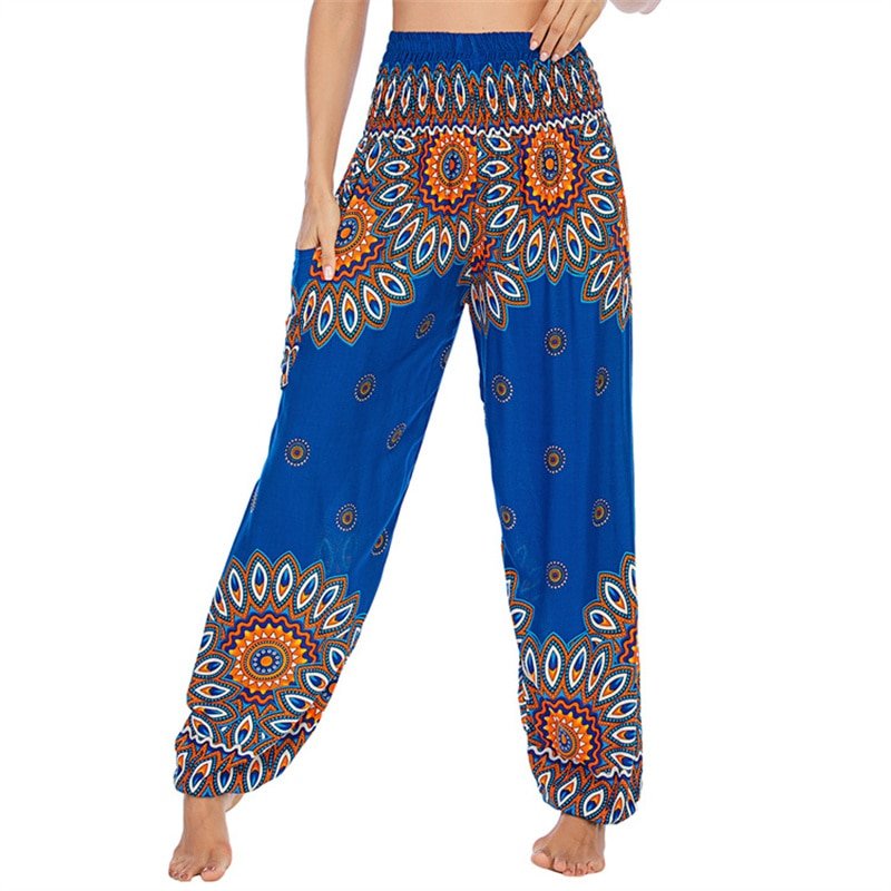 Women's Hippie Yoga Pants | Blue Beach Design | Free Size