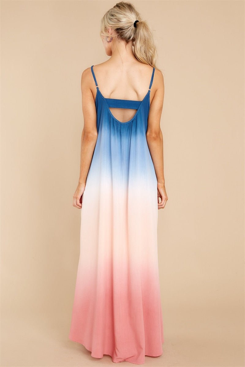 Women's Hippie Suspender Dress | Seaside Leisure Long Summer Dress | S-XL