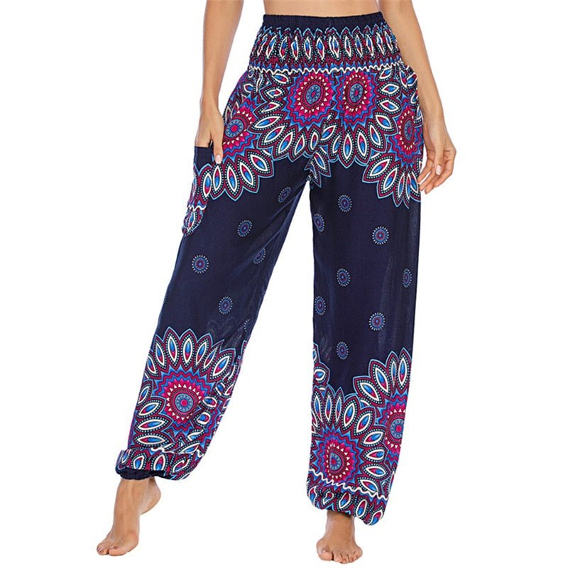Women's Hippie Yoga Pants | Beautiful Flower Design | Free Size