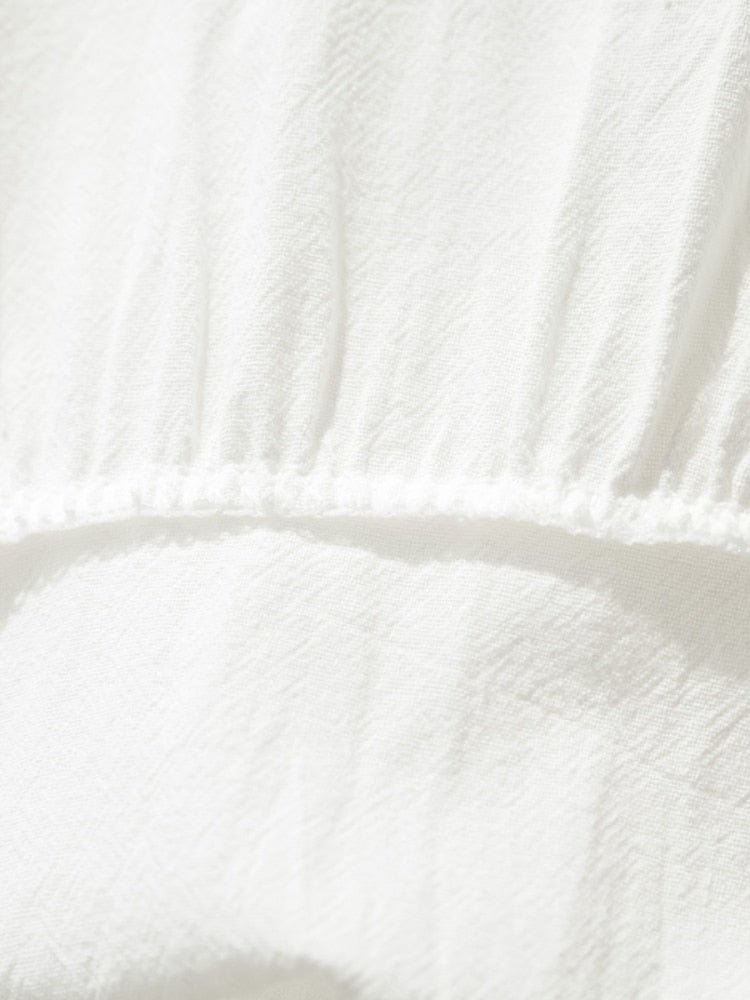 White Hippie Linen Cotton Beach Dress | Bohemian Flow | Free Size