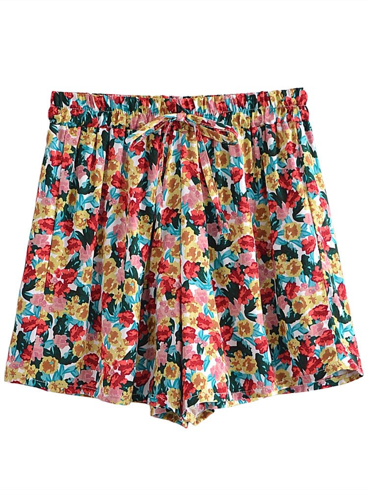 Women's Multi Coloured Floral Bohemian Hippie Shorts | S-L