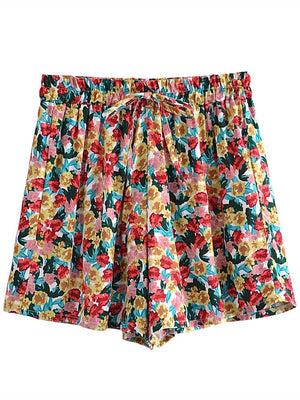 Women's Multi Coloured Floral Bohemian Hippie Shorts | S-L