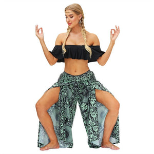 Women's Casual Slit Wide Leg Hippie Boho Pants | Green Lily Design | S-L