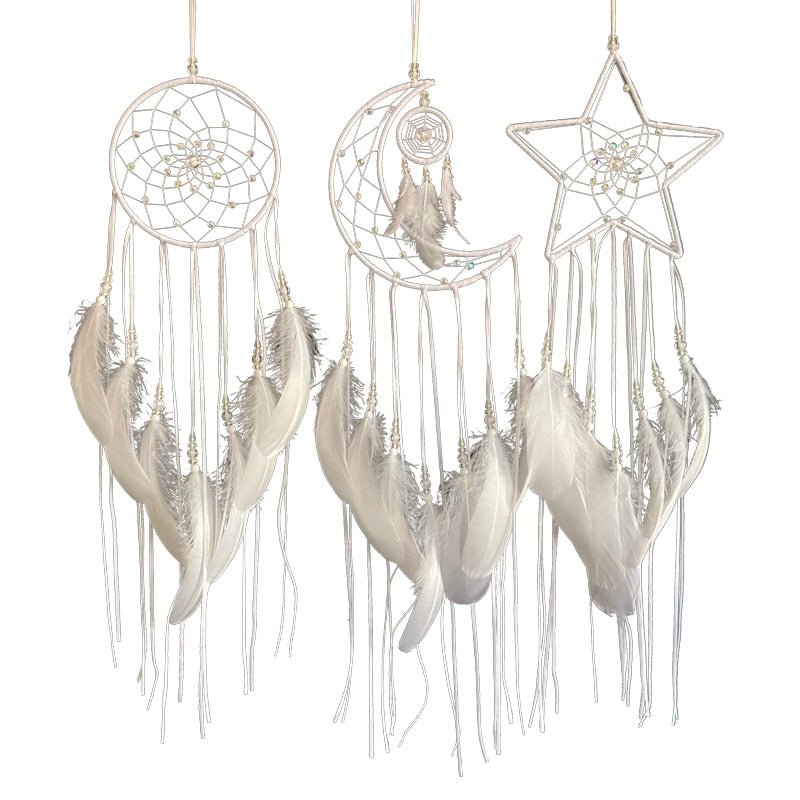 White Or Black Sun, Moon & Star Dream Catcher Set