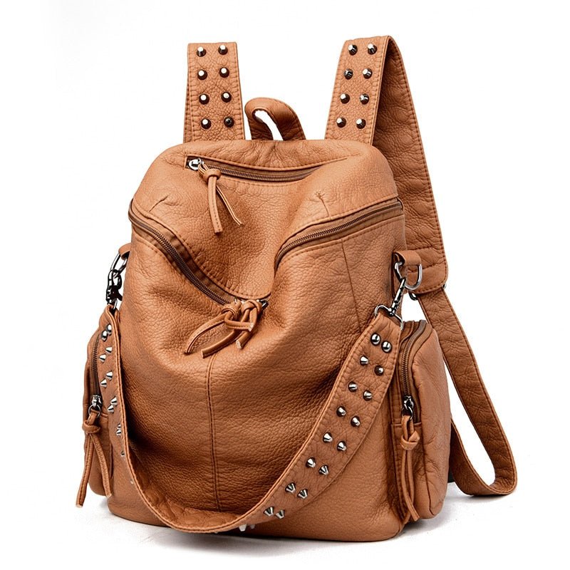 Women Soft Leather Daypack Mochilas Anti-theft Travel Bag - Various Colours