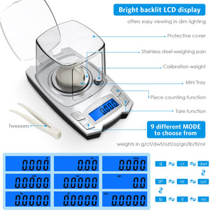 0.001g Precision Electronic Scales | 100g/50g Options | USB Charging