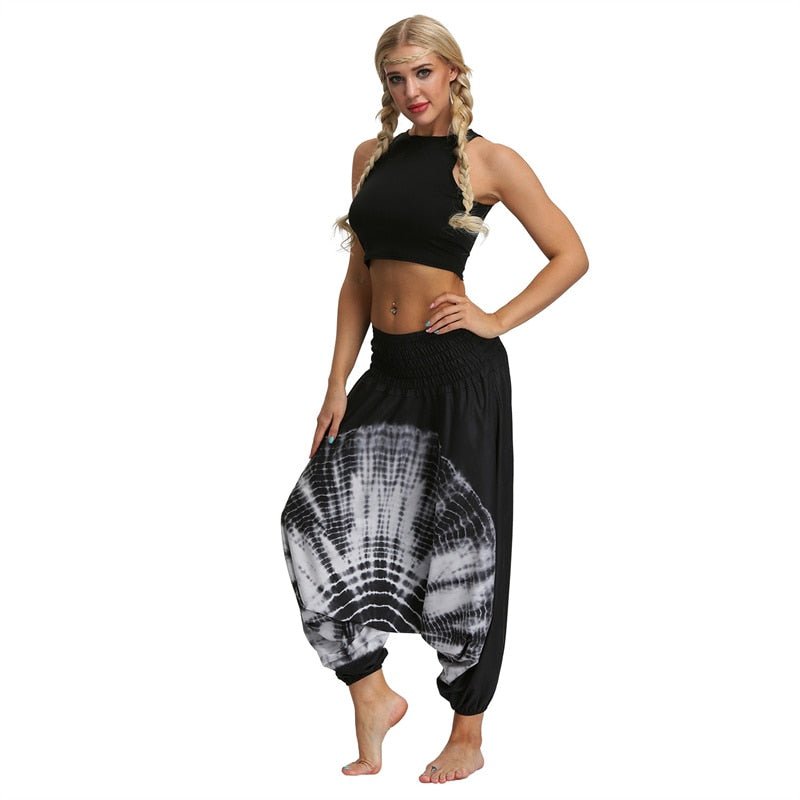 Women Comfy Boho Loose Yoga Pants Hippie Fitness Sport Lounge Pants Pockets