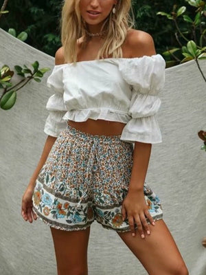 Cute Boho Hippie Summer Shorts | Flower Design | S-L