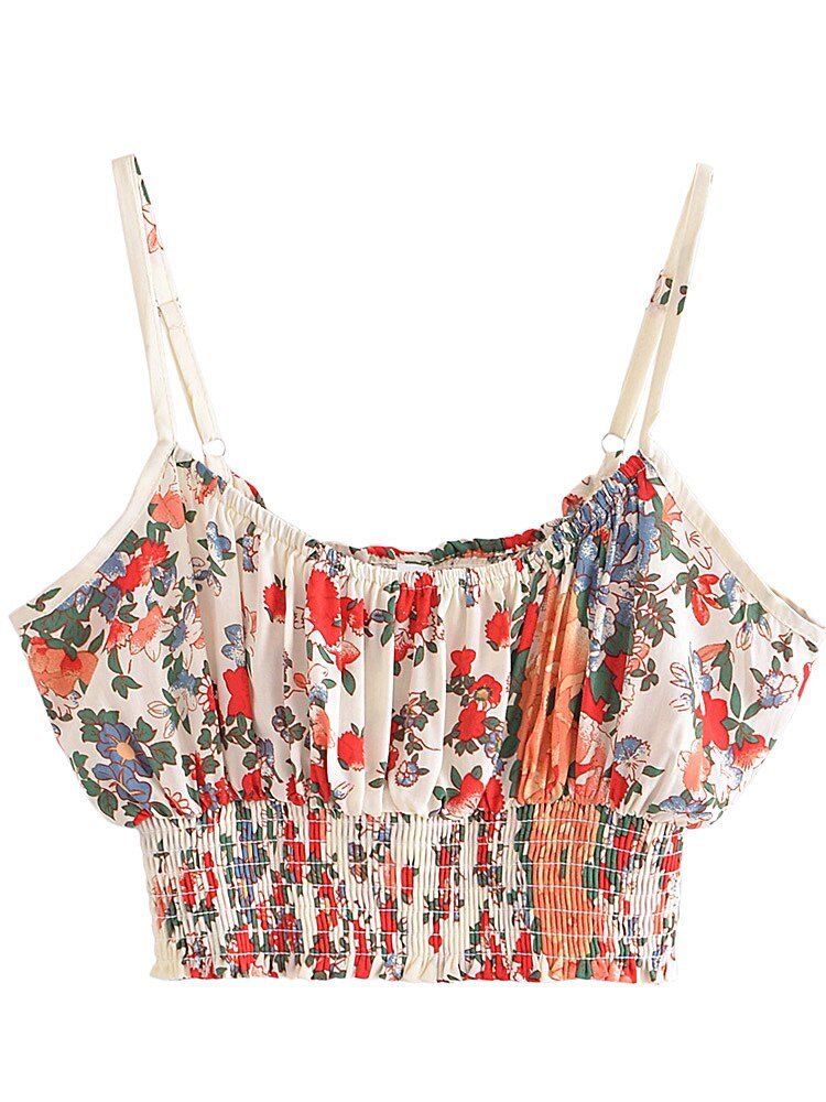 Women Multi Floral Printed Two Piece Suit | Sleeveless Top + Bohemian Loose Pants | S-L