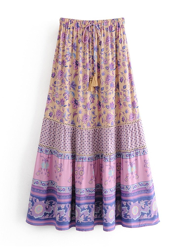 Cute Hippie Chic Long Maxi Bohemian Skirt | High Waisted | S-XL