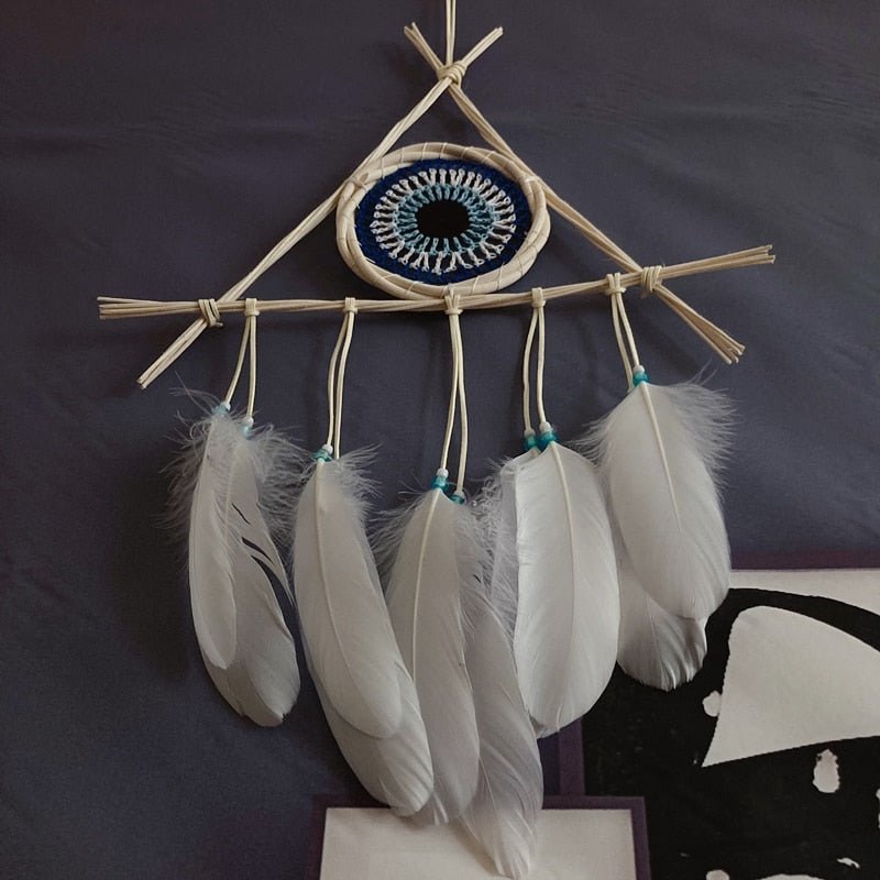 Mini White Evil Eye Bohemian Styled Dream Catcher