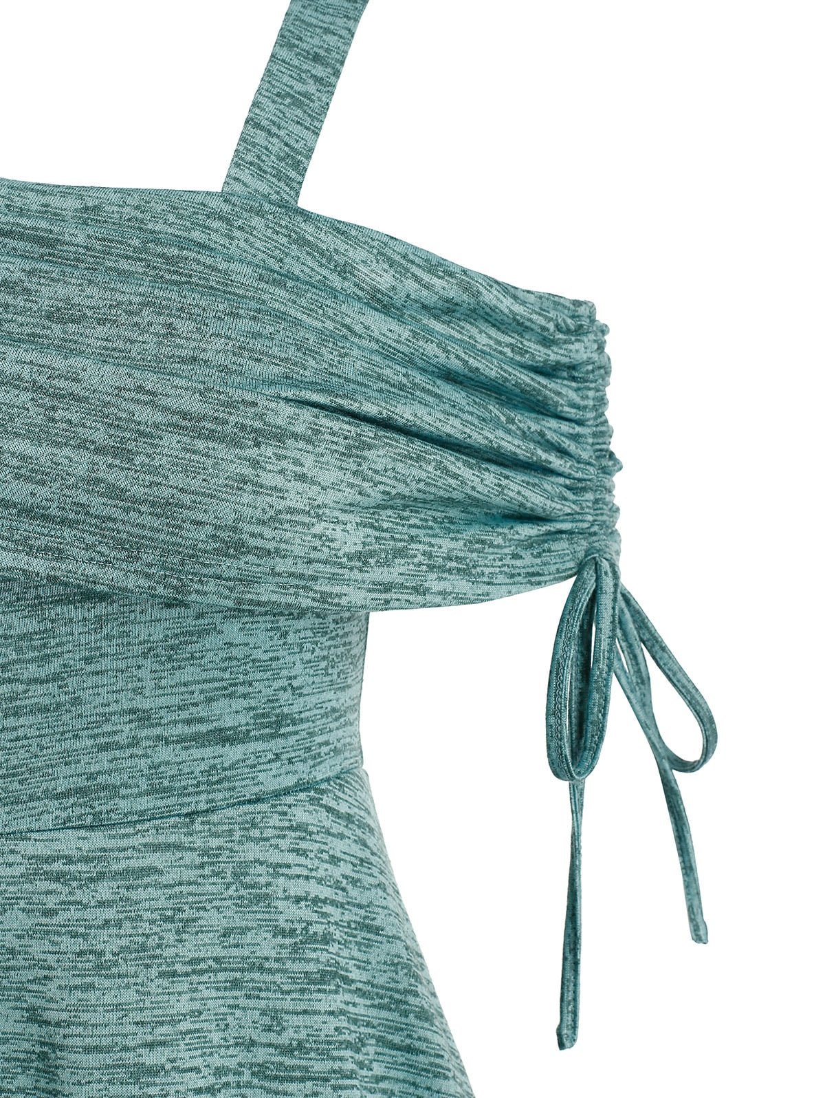 Blue Boho Skew Collar Dress | M-XXXL