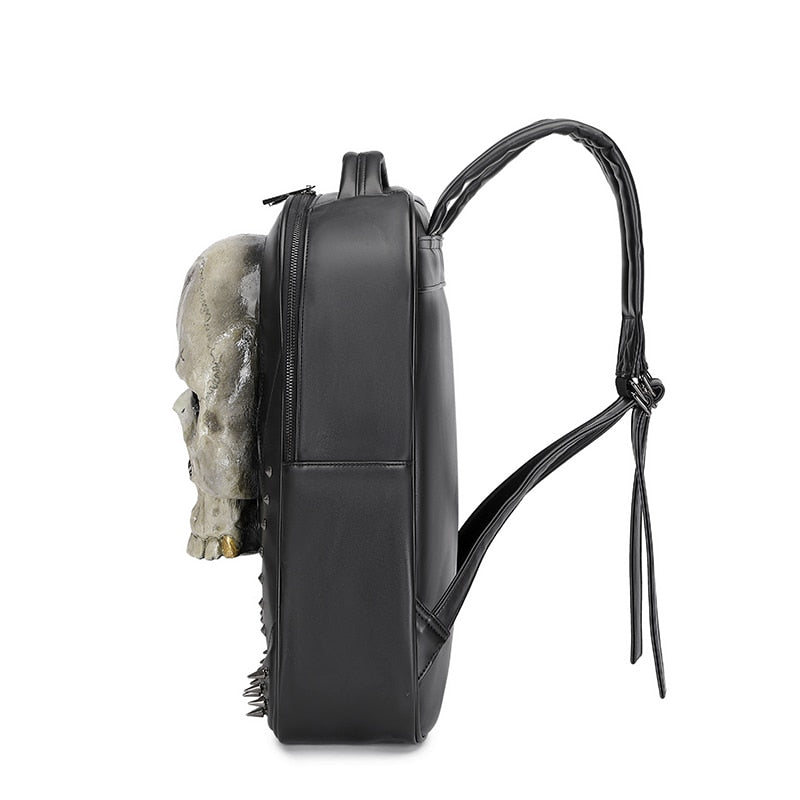 Leather Hippie Skull Bag With Rivets