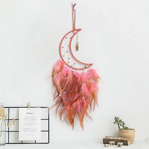 Moon And Star Dream Catchers With Feathers | Various Colours