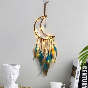 Moon And Star Dream Catchers With Feathers | Various Colours