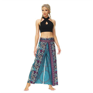 Women's Casual Slit Wide Leg Hippie Boho Pants | Festival Design | S-L