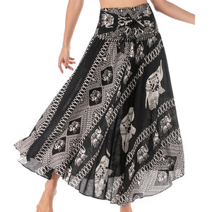 Women's Black Elephant Versatile Bohemian Skirt Dress | Dual Purpose | Free Size
