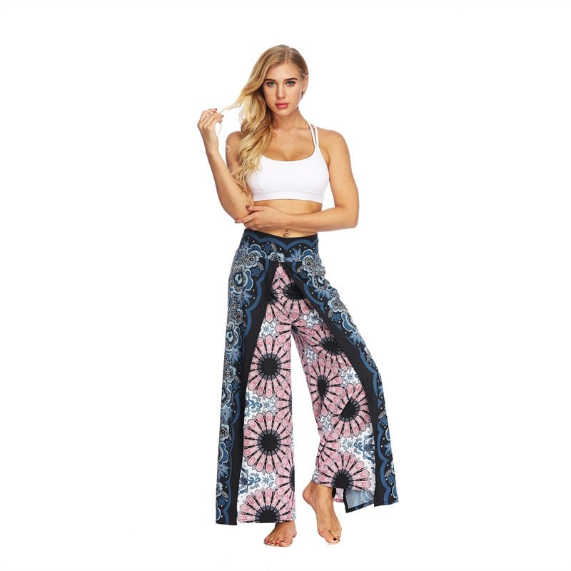Women's Casual Slit Wide Leg Hippie Boho Pants | Bohemian Spice Design | S-L